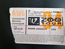 Ticket Eintrittskarte U2 ZOO TOUR 25.5.1992 München Olympiahalle