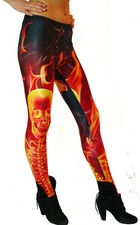 Glanz Leggings Skull Fire Gr.34/36