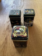 Set 3 Kleine Vintage Teedosen Aluminiumdosen, ca. 4,5 x 4,5 x 6,5 cm, Gebraucht