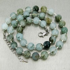 Moosachat Halskette rund Knoten - natürliche Achate KETTE Edelstein COLLIER 10mm