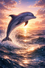 Tier Poster Springender Delfin