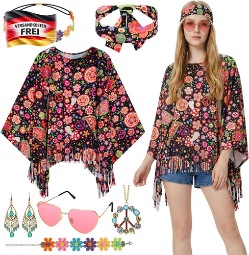 Damen hippie kostüm 70er - damen,