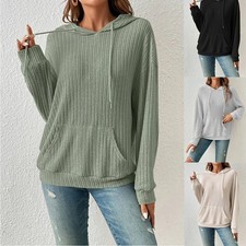 Damen Kapuzensweatshirt Sweater Sweatshirt Hoodie Pullover Langarm Kapuze Top