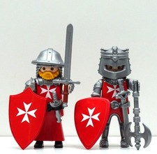 2 x MALTESER RITTER ROT D PLAYMOBIL Kreuzritter Johanniter Crusader Custom RAR !