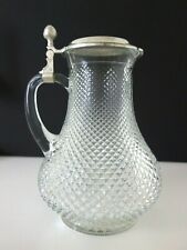 BMF Wasserkrug Glaskanne Karaffe Zinndeckel Waffelglas 60er 70er Vintage