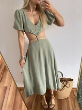 ❤️SUPER SCHÖNES SEXY KLEID MIDI MAXI LEINEN GRÜN KHAKI