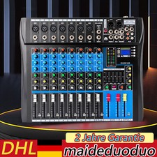 8 Kanal Audio Mischpult Konsole Verstärker USB DJ Live Mixer Studio Bluetooth DE
