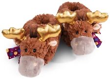 Nici ELCH THURE Plüsch Hausschuhe mit goldfarbenen Geweih