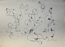 Akte orig. Feder Zeichnung von