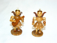 2 Erzgebirge Kurzrock Engel v. Blank Musik Engel natur Holz Kerze Apfel Laute