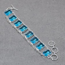 Facettierter London Blautopas Kissenform Edelstein ethnisches Geschenk Schmuc...