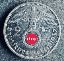 2 Reichsmark 1937 F Drittes Reich Hindenburg 8 g .625 Silber KM#93 K221125G