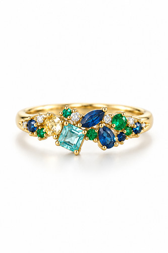 Ring gold blaue grüne - ring,
