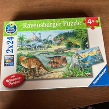 Ravensburger KinderPuzzle 2x24 Teile - Saurier und ihre Lebensräume Ohne Poster
