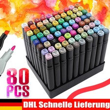 80 Farben Marker Stifte Set mit Doppelköpfiger, Alkoholmarker Set mit Tasche DE