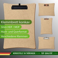 Bütic HDF/MDF Klemmbrett konkav für DIN A3 A4 A5 A6 Clipboard aus 3mm HDF