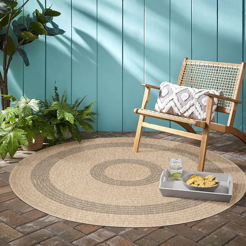 Runder outdoor teppich natur - runder,