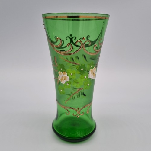 Böhmen glas vase grün - glas,