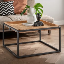 Couchtisch 70x70cm Massivholz Eiche Wildeiche Stahl schwarz NEU OVP!!!