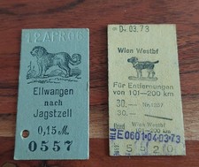 2 Fahrkarten für Hunde Deutsche Reichsbahn 1906 und Österreich Wien 1973