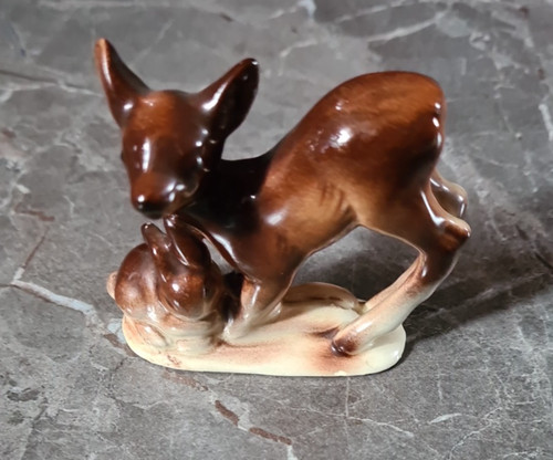 Porzellanfigur rehkitz mit - porzellanfigur,
