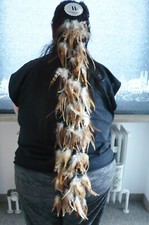 Boho Hippie Feder Haarschmuck - Indianerschmuck - 3 Stränge, Länge 90cm !!!