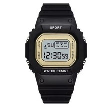 Schwarz Gold LED Digitaluhr