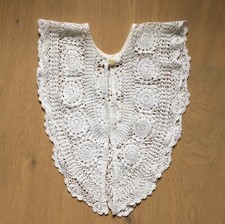 Großer weißer Häkelkragen Spitzen Kragen Auflegekragen ca. 45 x 32 cm