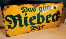 Uraltes Emailleschild "  Das gute Riebeck Bier " 50x24cm Email Schild Emaill alt