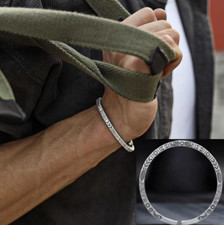 Herren Armreif Armspange Armband offen, Unisex, versilbert Runen