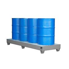 Auffangwanne Stahlwanne 4x200L Fässer mit Gitterrost 2400x800x250mm 222 L Grau