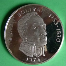 Simon Bolivar 1783-1830 Panama 925er Silbermünze 20 Balboas 1974, 131 g