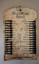 Altes Blech Schild Was fehlt uns Heute mit Schiebe Funktion 1900-50 21x14cm Deko