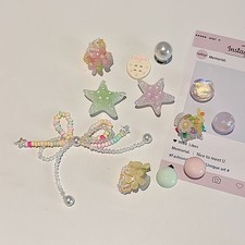 Designer Charms DIY Colorful Bow Star Seaweed Bead Chain Shoe Buckle Hole Flower