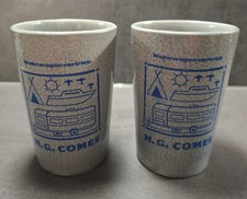 2 Becher Keramik Steinzeug Salzglasur Weinbecher Wohnwagenvertrieb H.G.Comes