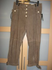 Damen Leder Trachten 7/8 Hose, Gr. 44, Schlamm, Leder, "feelings"
