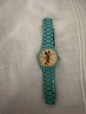 ⭐️ Mickey Mouse Uhr Türkis Damen Uhr Metall Armband guter Zustand⭐️