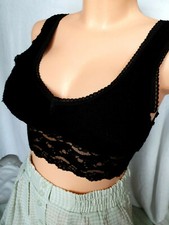 Stretch S 34 36 Corsage schwarz Spitze Kurz Top Push up Bluse Bustier Damen s329