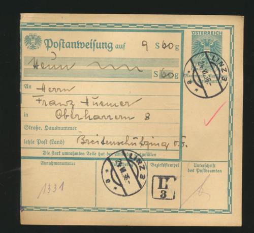 Groschen postanweisung 1936 - 24,