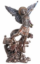 Engel Skulptur Erzengel St.Michael & Teufel Krieger Statue Kirchenfigur Heiliger