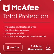 McAfee Total Protection 2025 3-Geräte / 1-Jahr inkl.VPN + Kennwort-Manager / KEY