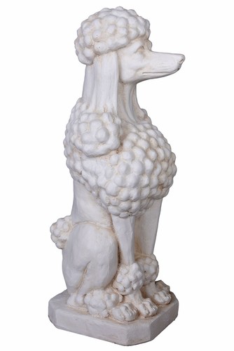 Pudel gartenfigur weiß - gartenfigur,