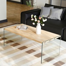 Couchtisch Sofatisch Holz Massiv 120x60x45 cm Wohnzimmertisch Glastisch Design