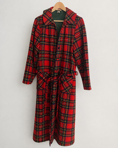 Vintage tartan wollmantel - vintage,