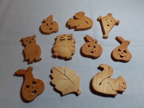 10x holzfiguren herbst - -, eule