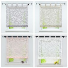 Raffrollo Ausbrenner Küchengardine mit Schlaufen Voile Raffgardinen Modern Weiß