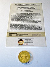 Medaille  25 Jahre Deutsche Einheit  "Fall der Berliner Mauer"  PP / Proof