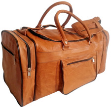 Echte Leder Tasche Hell Braun Gym Reisetasche 45x25 Flugbegleiter Weekender Bag