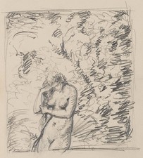 C. WALTHER (1880-1956), Badende beim Flechten des Haars, Bleistift Realismus