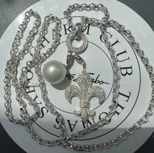 Thomas Sabo Kette Massiv & große Lilie & Perle Charm Anhänger 